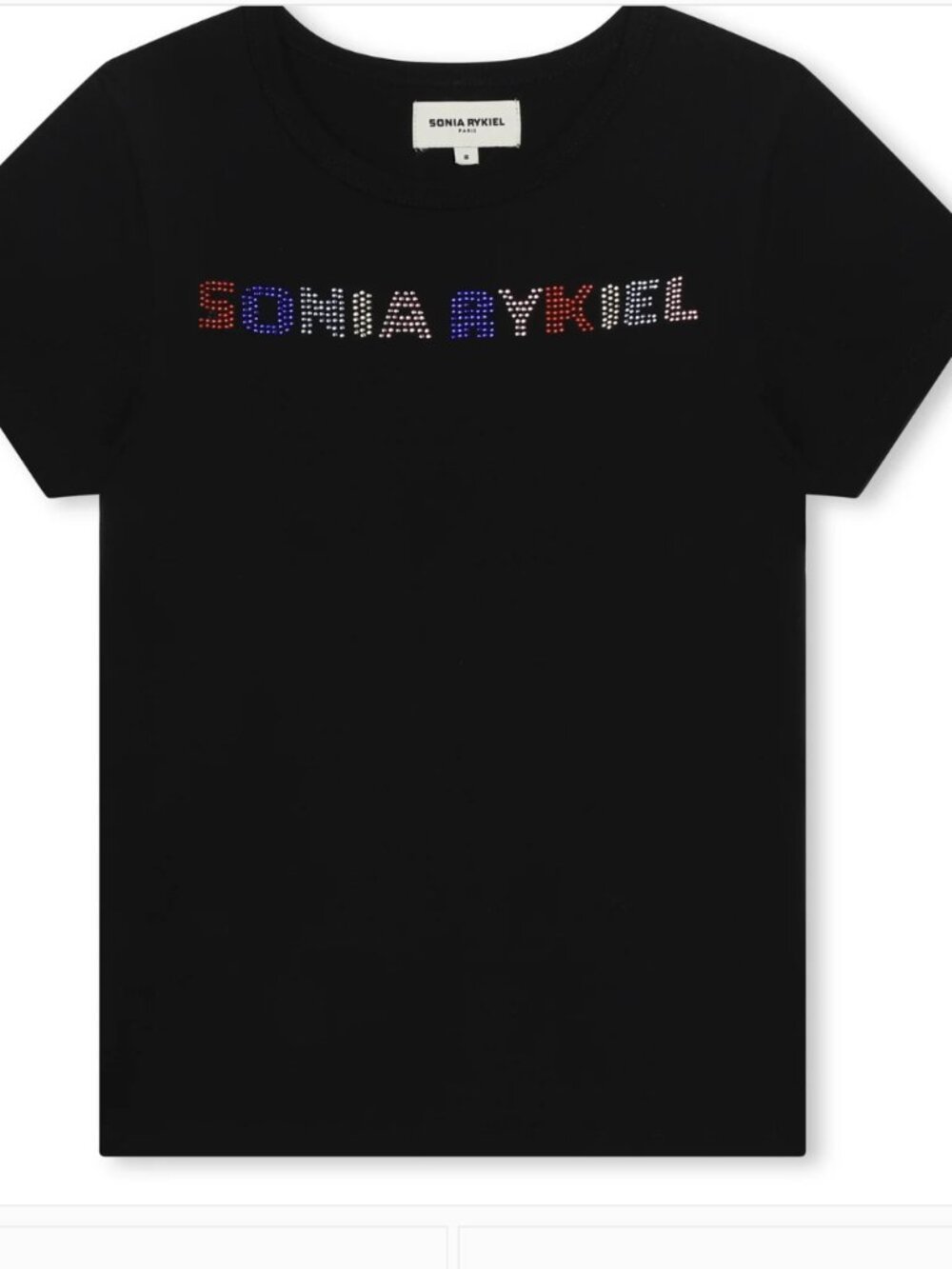 Sonia Rykiel Girl's  Black Crystal Rhinestone Tee T-Shirt Top Short Sleeve Logo